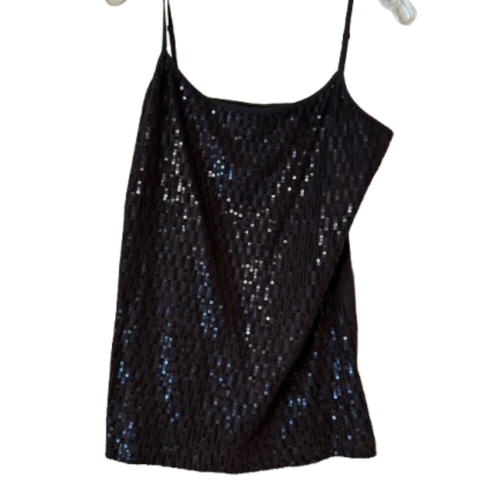 Loft Dark Gray Sequin CamisoleTank - Adjustable Spaghetti Straps - Medium